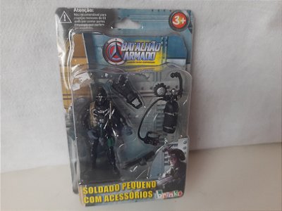 Boneco militar de uniforme preto total,colete do batalhão armado da Brink +, 10.cm