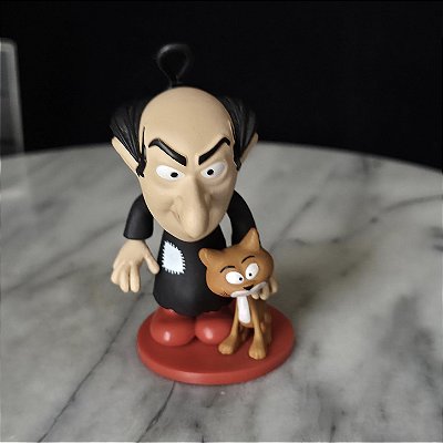Boneco Toy Art Gargamel e seu gato Asrael do Smurfs, coleção Bob's, 7 cm