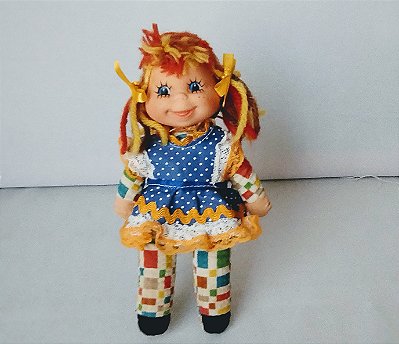 Boneca  Emília Emilinha 20 cm  Estrela  vestido azul artesanal