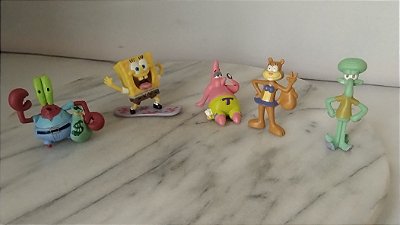 Miniaturas de vinil.sem marca Bob Esponja e amigos, 5-6 cm, usados