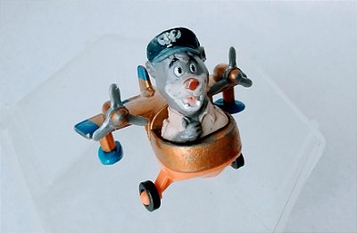 De 1989, Miniatura Disney Baloo pilotando avião ,parte metal, desenho esquadrão parafuso, col Mcdonald's, 5 cm