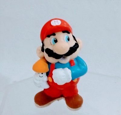 De 1989, Miniatura de vinil Mario Bros. com Mushroom, Nintendo, marca Applause, 6cm
