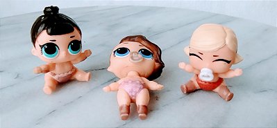 Bonecas LOL Lil sis ,kit de 3 bebes, sendo 2 com chupeta