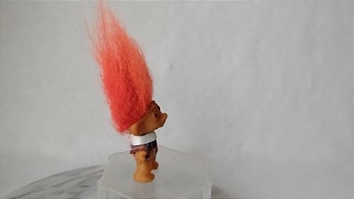 Vintage troll de camisa xadrezgola branco 7+8 cm de cabelo