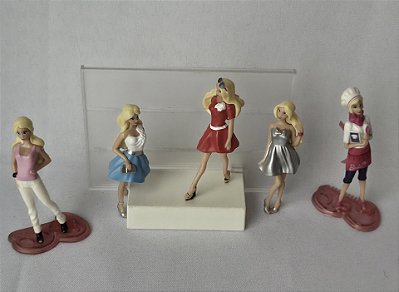 Mini Barbie coleção Kinder ovo, 6 variadas , 2 bases