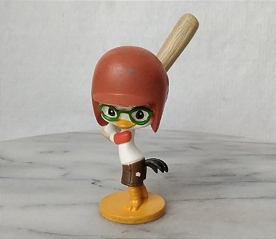 Miniatura Disney 2005 Galo Chicken Little jogador de beisebol, 7+1cm extra do taco
