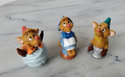 Miniatura Disney, os 3 ratinhos Jaq, Susy e Gus, ajudantes da Cinderela, 3,5 cm