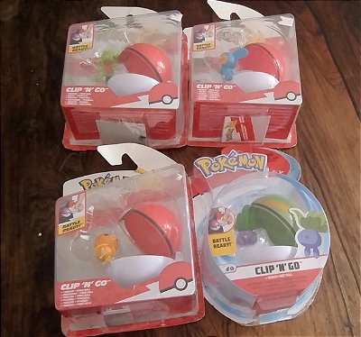 Pokémon clip 'n'go Nintendo , Tomy 2022, figuras de batalha; Oddish, Mudkip, Torchic, Treecko