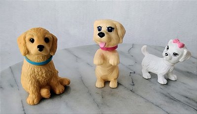 Trio de cachorros pet.bobble head /cabeça balancante ; branco, filhote de Golden Retriever  Taffy e filhote de labrador