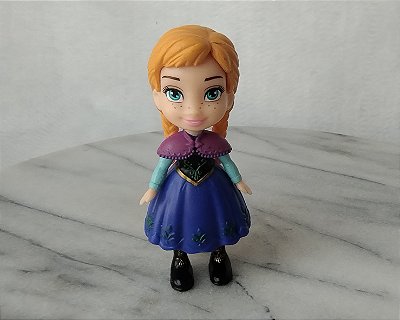 Mini boneca articulada princesa Anna toddler de Frozen Disney Azul 8,5 cm