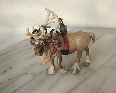 Miniatura em pvc Sven Rena do Frozen com baldes de tinta 9cm