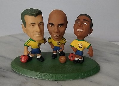 Trio de mini craques Coca cola Ronaldinho, Romário e Dunga 1998