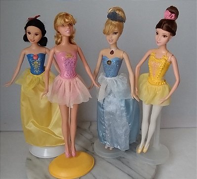 Princesas da Disney : Aurora, Branca de Neve, Bela bailarinas e Cinderela 30 cm da Mattel,