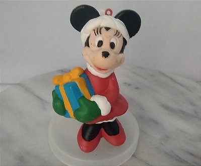 Enfeite de Natal Minnie de plástico leve de pendurar vintage anos 90, 10cm
