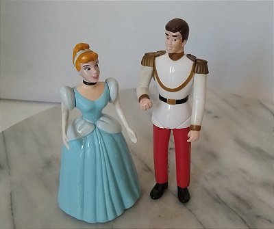 Miniatura Disney articulada princesa Cinderela 10 cm e principe encantado 11 cm