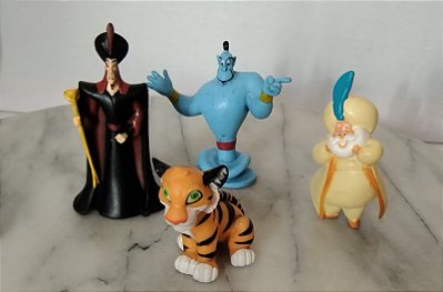 Miniatura Disney 4 personagens do Aladim : Jafar 7 cm Sultão 5 cm, Rajah e Genio;