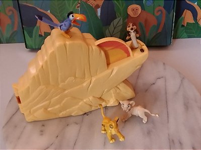Playset Disney Mattel 1993 Rei Leão, era uma vez , com 4 miniaturas 4,5 a 6,5 cm, 20x12x7 cm