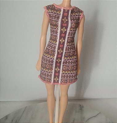Vestido estampado geométrico da Barbie 2019