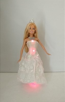 Barbie Sparkle Lights Pink Princess Mattel 2009 vestido da Barbie noiva