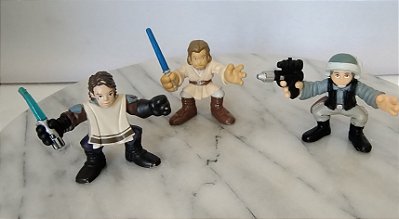 Bonecos de 5 cm do Star Wars Galactic heroes.Hasbro; Relel Trooper, Obi wan Kenobi e Anakin Skywalker