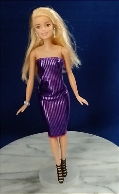 Barbie loura vestido roxo midi coleção mix & match Mattel 2016