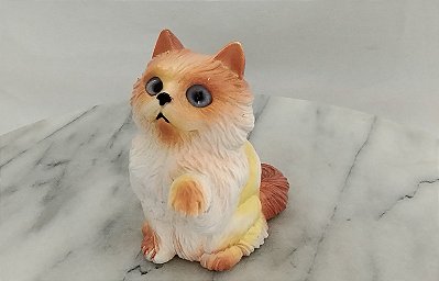 Miniatura de borracha gato com uma patinha levantada 8,5 cm marca Newray de 1990