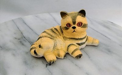 De 1990, miniatura de borracha gato amarelo de listras pretas fa Newray, 8,5 cm