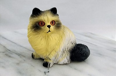 Miniatura de borracha oca Newray 1990 de gato amarelo extremidades pretas 8,5 cm