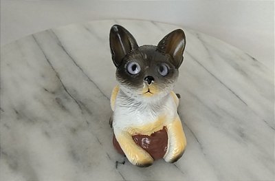 Miniatura de borracha oca Newray 1990.gato branco e metade superior da cabeça preta 8,5 cm