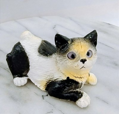 Miniatura de borracha oca Newray 1990 de gato olhos azuis claro 8,5 cm