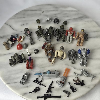 Mega blogs, Kre-o, Mega Construx, lote de sucata mini figuras e acessórios, inclui Halo
