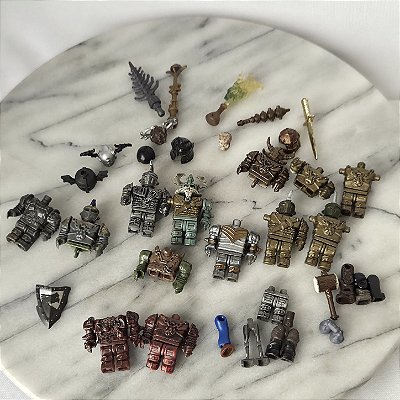 Mega blogs, lote sucata mini figuras guerreiros medievais e acessórios