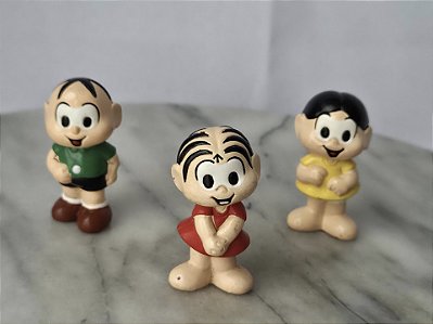 Miniatura de vinil sólido de Monica, Cebolinha e Magali de 5 cm da Turma da Monica