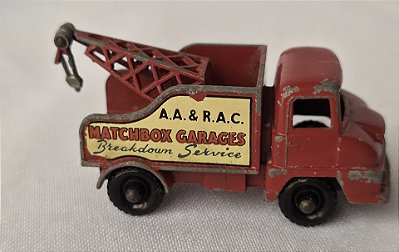 Miniatura Lesney England 1961 de caminhão guincho Thames Trader, 6 cm, faltando o gancho do guincho