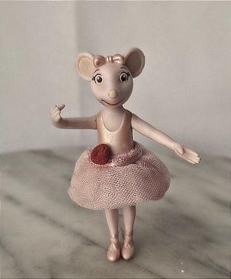 Boneca articulada Angelina bailarina 8 cm saia artesanal