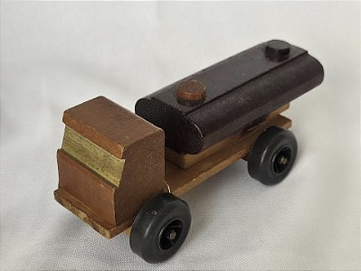 Miniatura antiga caminhão tanque de madeira 13cm