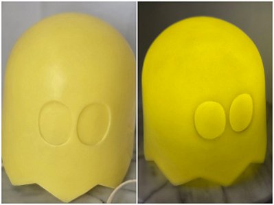 Luminária Abajur PAC man fantasma amarelo 20 X 18,5 cm, 110 voltsj, venda somente para Rio de Janeiro