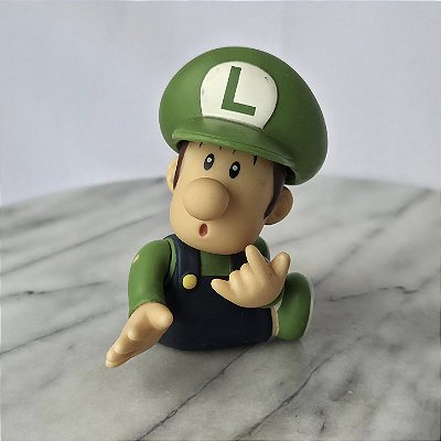 Boneco articulado na cabeça e braços de Luigi baby 8,5 cm do Super Mario, Nintendo Banpresto 20097
