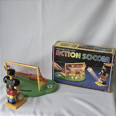 Brinquedo jogo de futebol Action Soccer, provavelmente anos 90, Long Fun- Taiwan