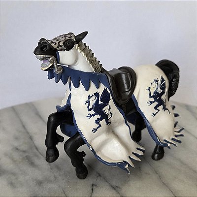 Miniatura de vinil Papo 2006, cavalo do Rei Dragão azul 9 cm de altura e 11 cm comprimento
