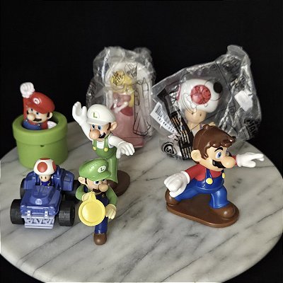 Bonecos personagens Super Mario Nintendo (7), coleção Mcdonald's de 2018 e 2022