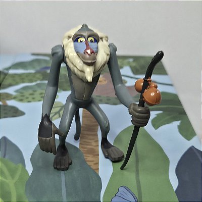 Miniatura Disney macaco Rafiki com botão nas costas do Rei Leão, 9 cm, Mattel 1994