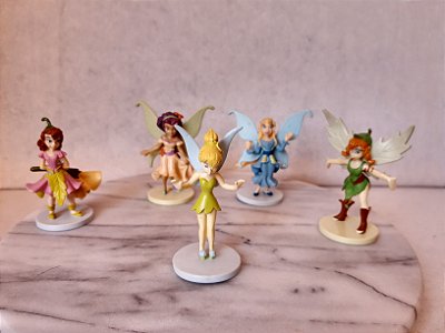Lote de 5 miniaturas usada Sininho Tinkerbell fadas Disney PVC