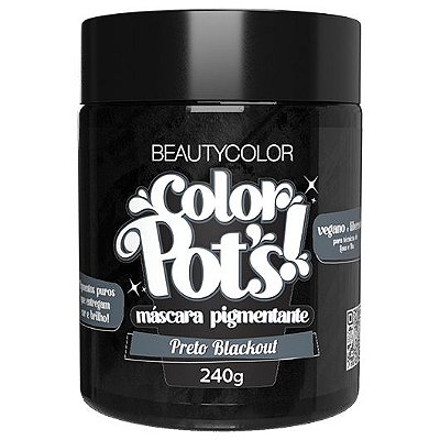 Máscara Pigmentante Color Pot's! Preto Blackout 240g - Beauty Color