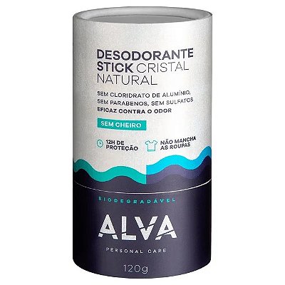 Desodorante Stick Biodegradável Cristal Natural 120g – Alva
