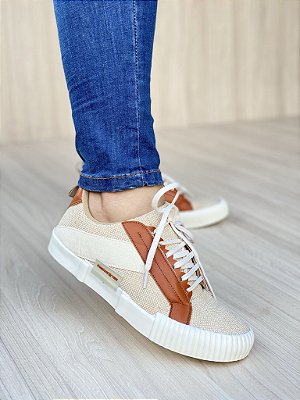 Tênis Casual Bege/Rust S5890