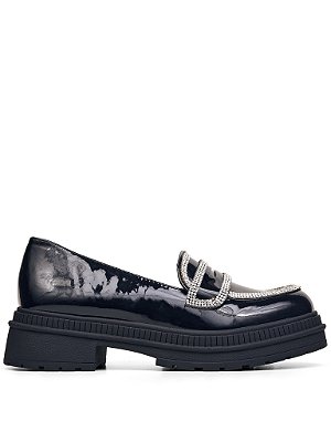 Loafer Preto Verniz com Detalhes Brilhantes