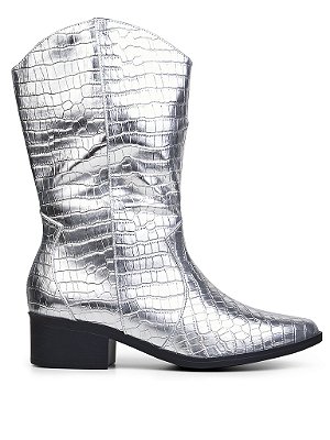 Bota Western Prata Craquelado