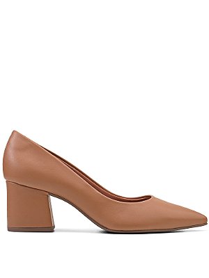 Scarpin Caramelo Salto Bloco Médio
