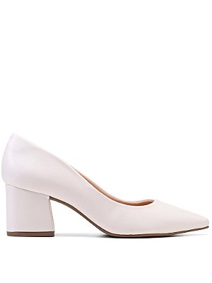 Scarpin Branco Salto Bloco Médio